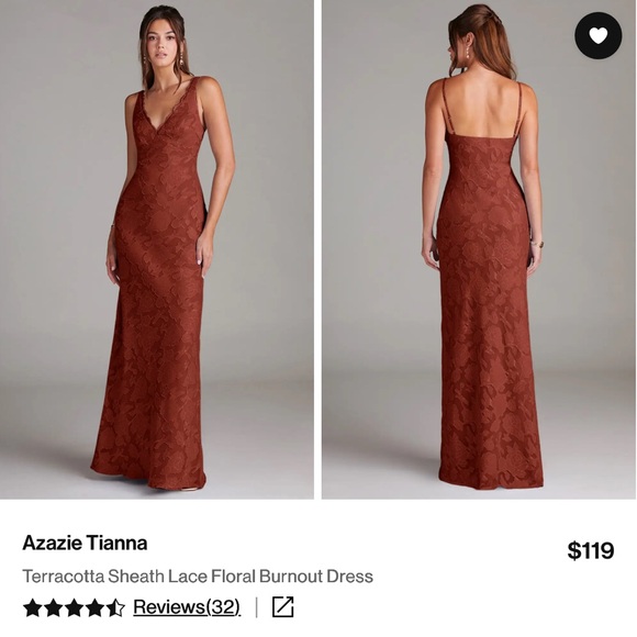 Azazie Dresses & Skirts - Azazie Tianna Terracotta Floral Lace Maxi Dress